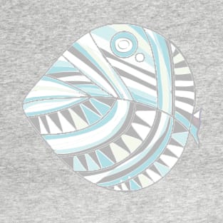 Mazipoodles New Fish Head Leaf White Gray Teal Blue T-Shirt